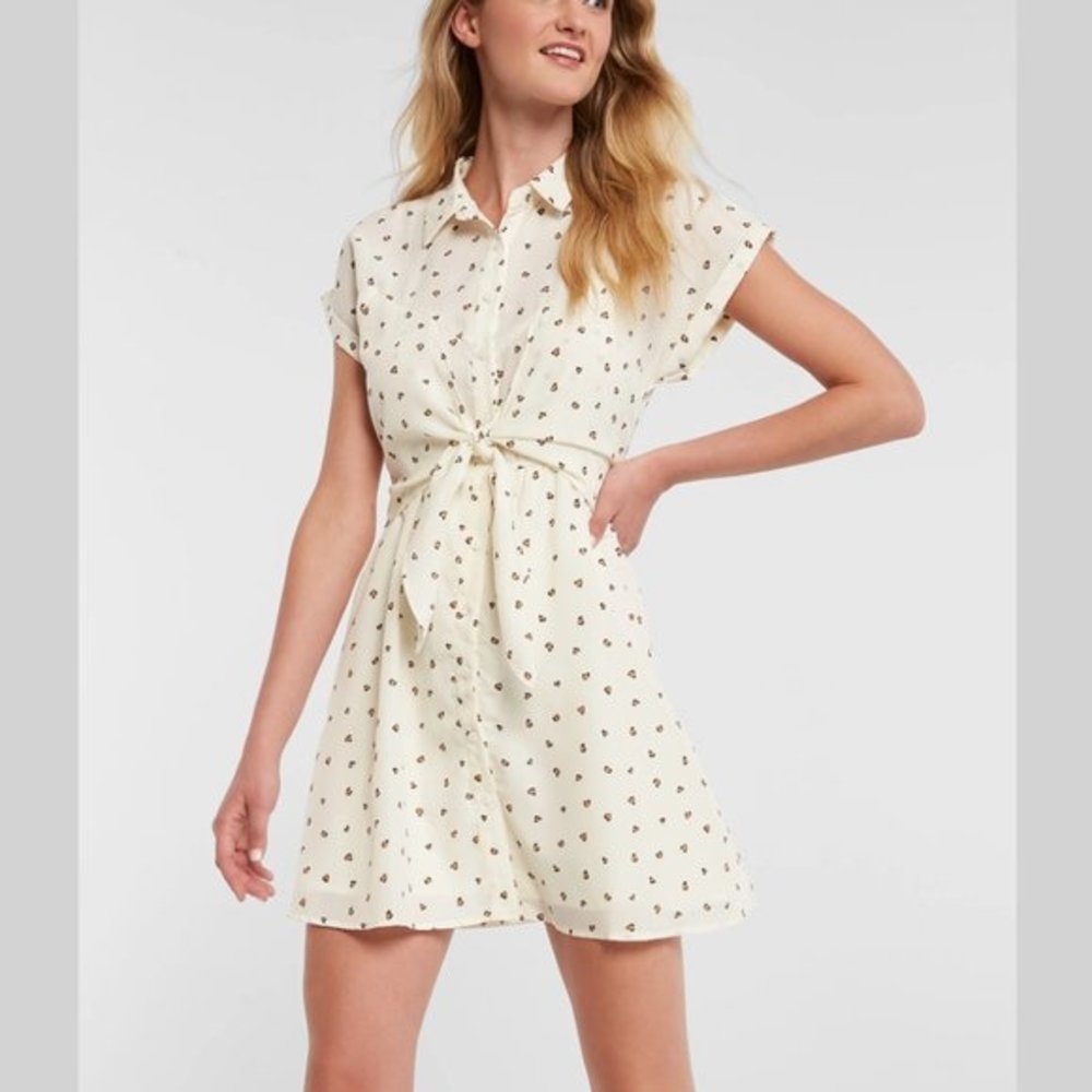 Hayden - Leopard Heart Print Tie-Front Dress